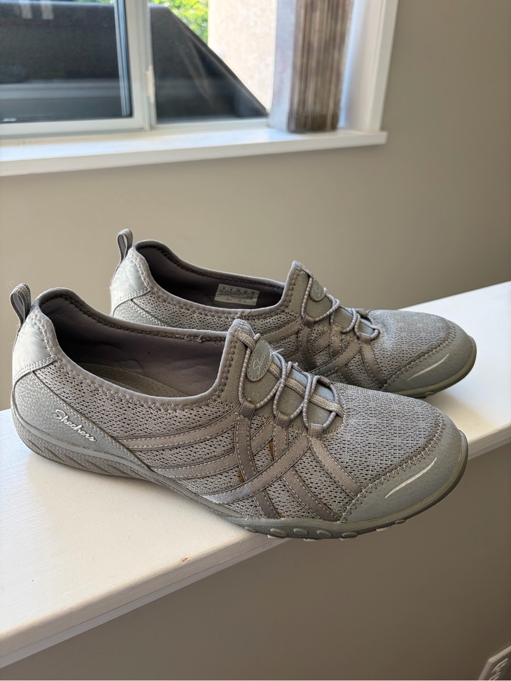 Skechers Women's Light Gray Slip-On Athletic Sneakers